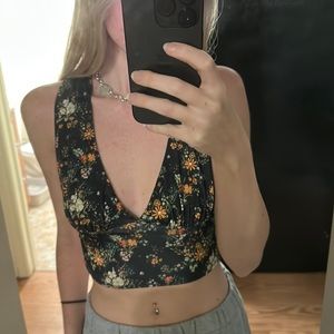 Black floral top urban outfitters size small
